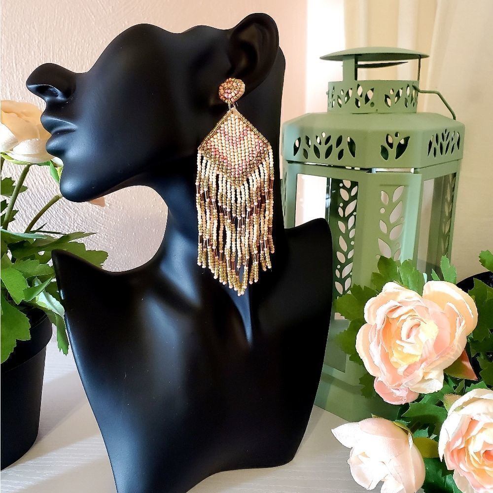 Baby Pink Dream Cove Seed Bead Earrings